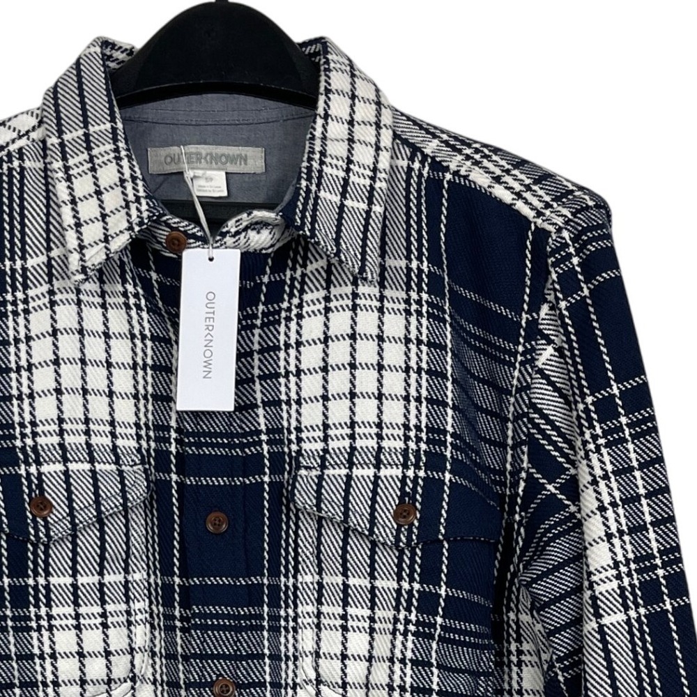 NEW Outerknown Blanket Shirt Flannel Button Down Mens S Plaid Organic Cotton